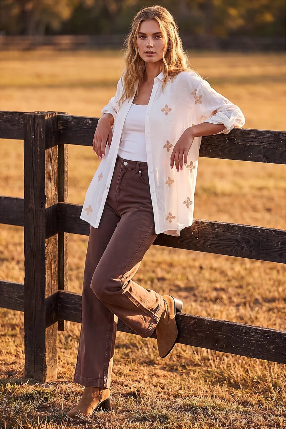 Roman Ivory Floral Embroidered Shirt - 12 Image 3