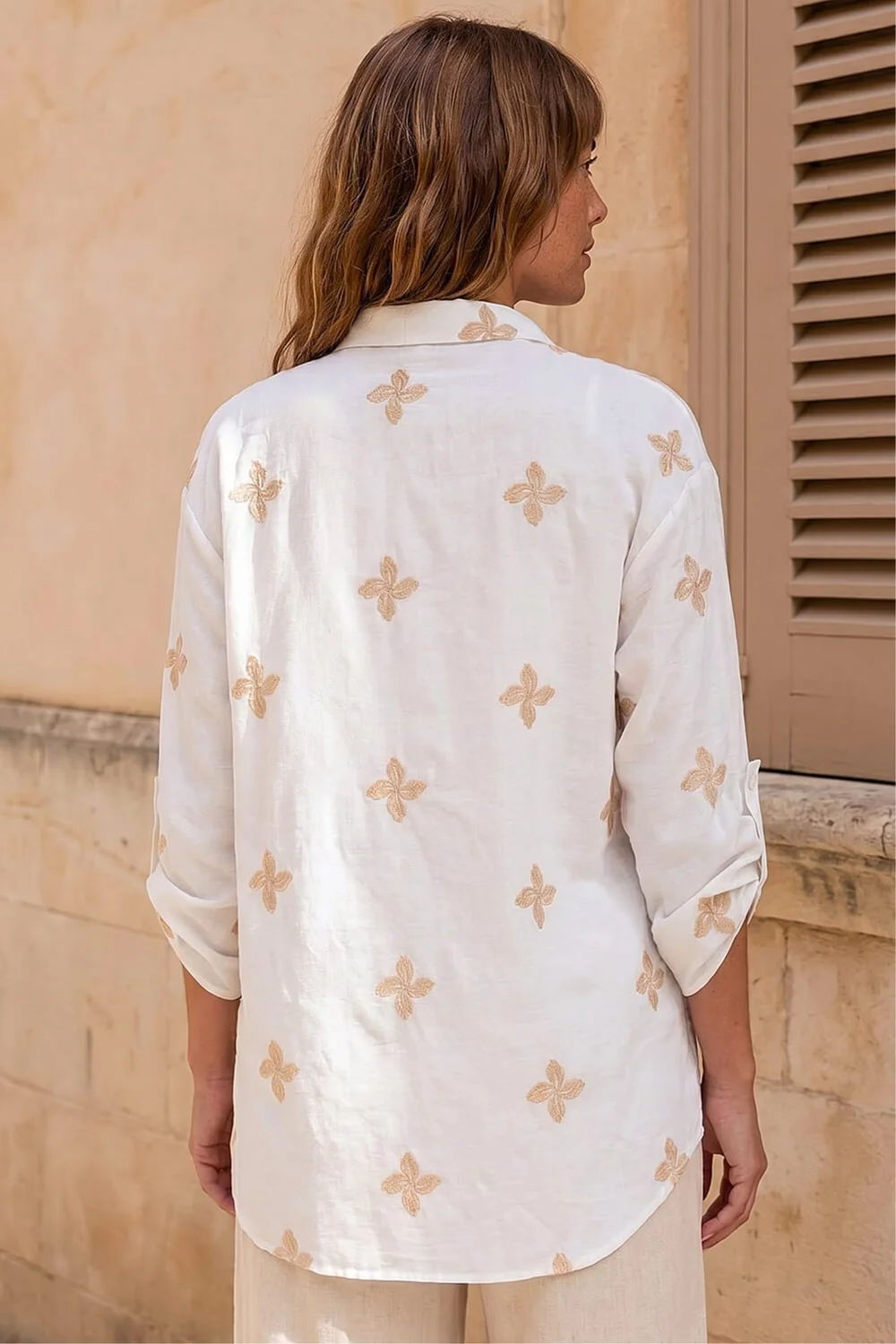 Roman Ivory Floral Embroidered Shirt - 12 Image 3