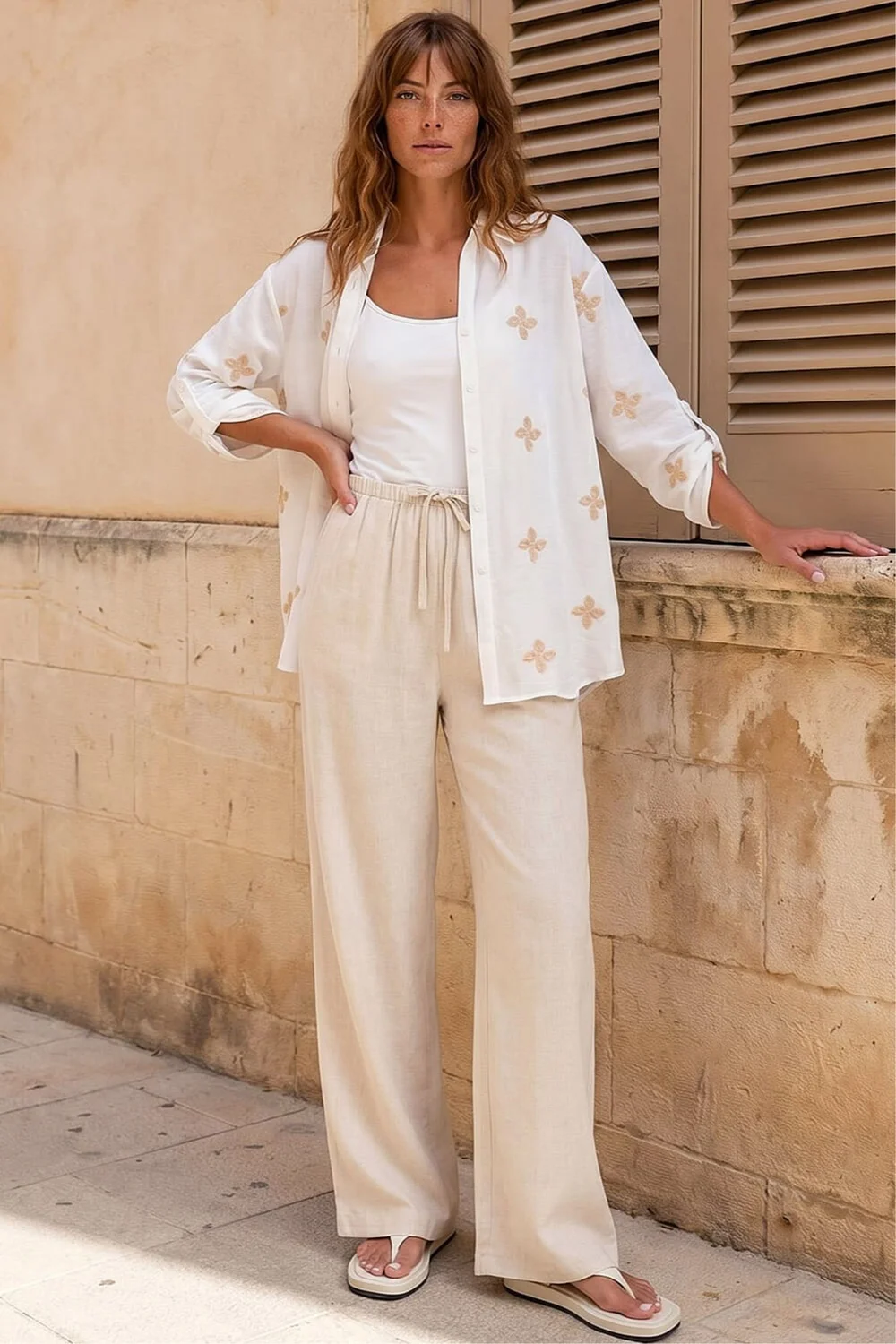 Roman Ivory Floral Embroidered Shirt - 12 Image 2