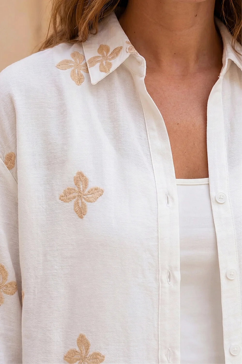 Roman Ivory Floral Embroidered Shirt - 12 Image 4