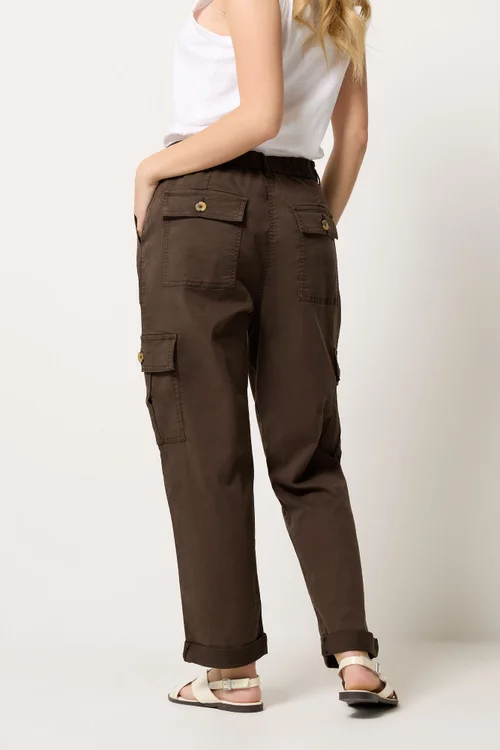 M&Co Chocolate Brown Cargo Trousers - 8/L27 Image 4
