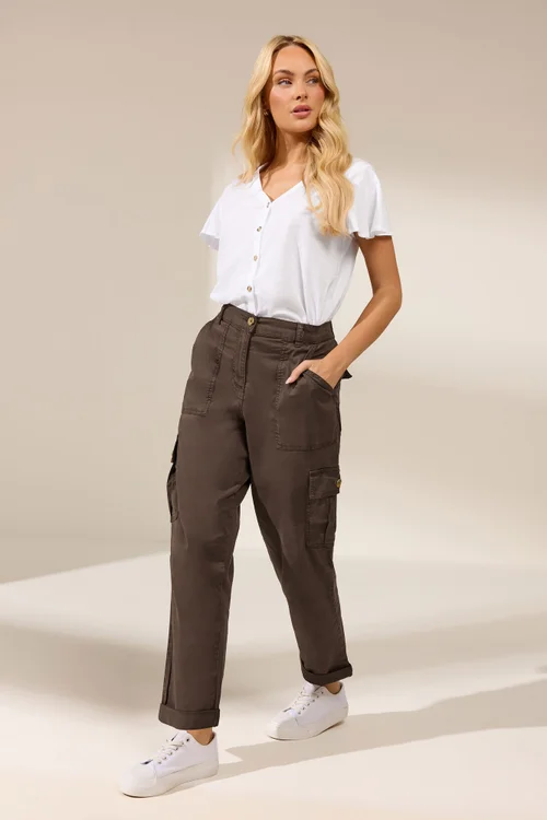 M&Co Chocolate Brown Cargo Trousers - 8/L27 Image 1