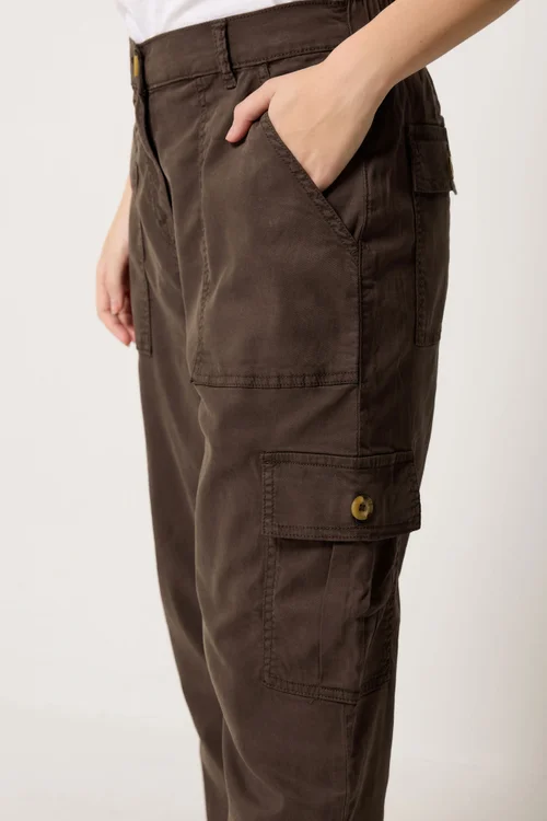 M&Co Chocolate Brown Cargo Trousers - 8/L27 Image 5