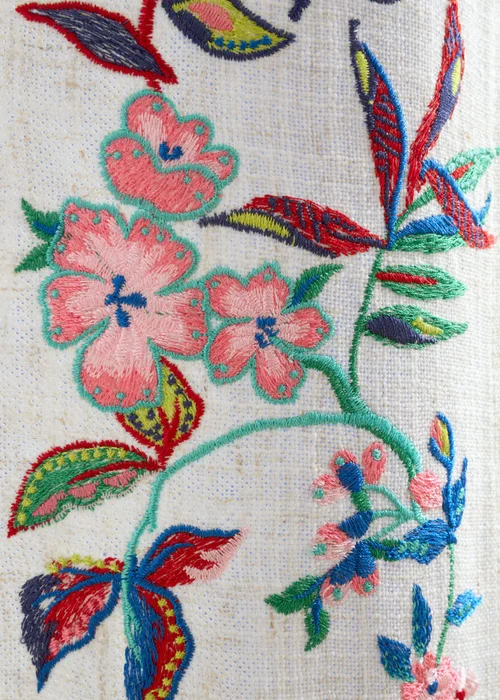Sophie Robinson Flourish Floral Embroidered Tab Top Voile Curtain Panel Bright - 55W X 90D (140x229cm Image 3