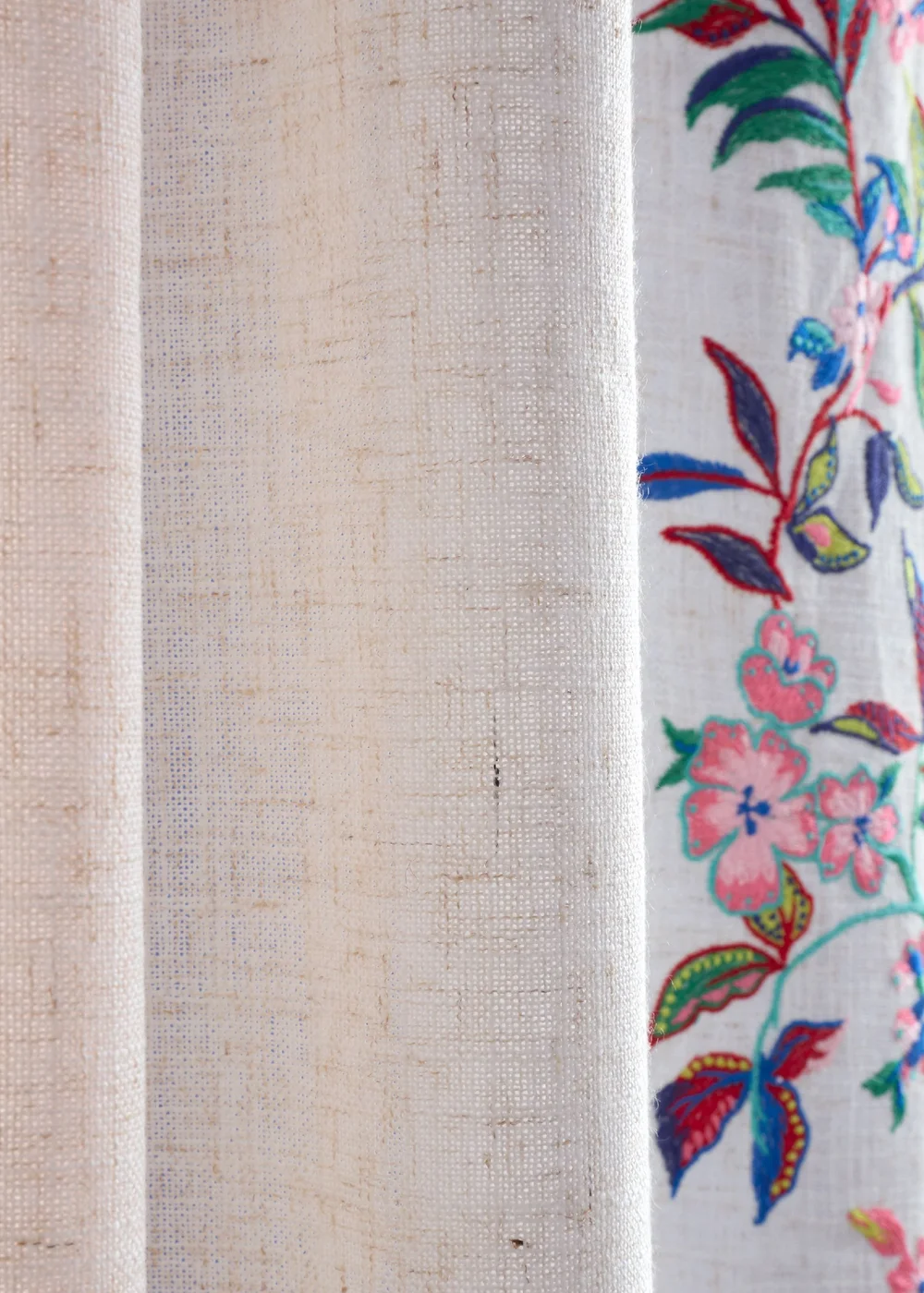 Sophie Robinson Flourish Floral Embroidered Tab Top Voile Curtain Panel Bright - 55W X 90D (140x229cm Image 5