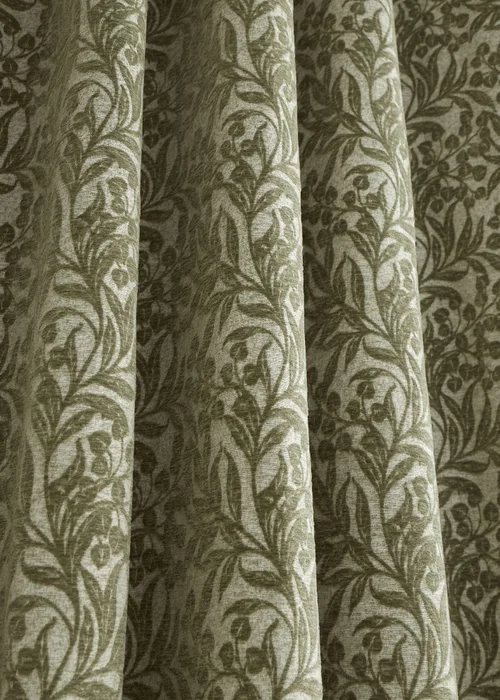Bianca Fine Linens Chenille Leaves Lined Eyelet Curtains Green - 66W X 90D (168x228cm) Image 4
