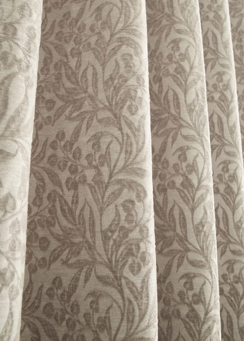 Bianca Fine Linens Chenille Leaves Lined Eyelet Curtains Natural - 66W X 72D (168x183cm) Image 4