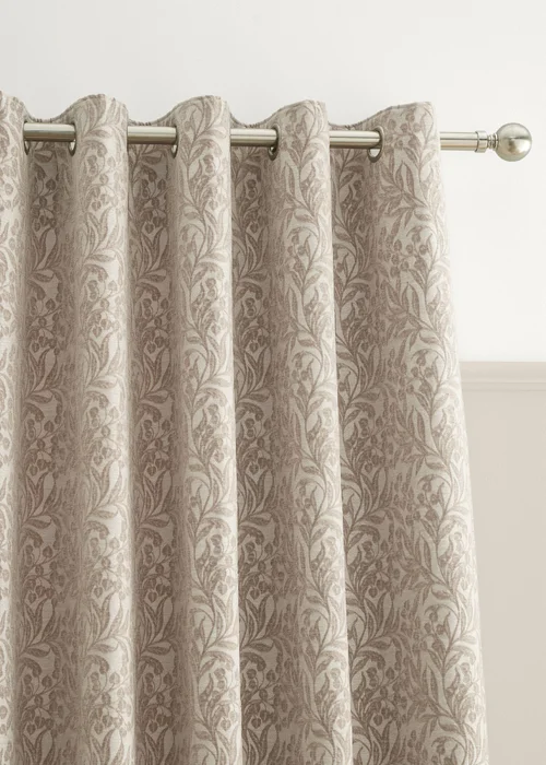 Bianca Fine Linens Chenille Leaves Lined Eyelet Curtains Natural - 66W X 72D (168x183cm) Image 3