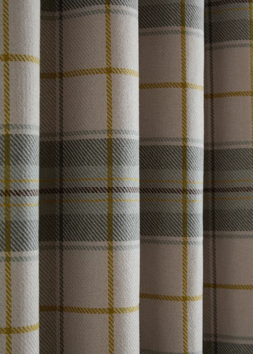 Catherine Lansfield Brushed Woven Glencoe Check Thermal Eyelet Door Panel Green - 66W X 84D (168x213 Image 3