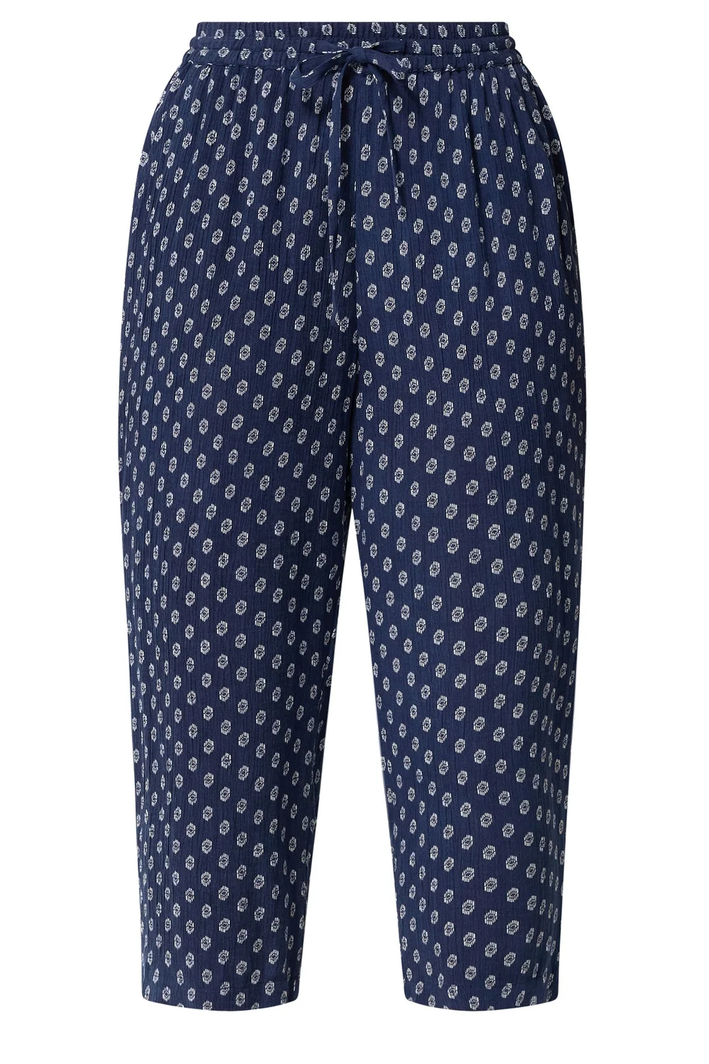 M&Co Navy Blue Dobby Cropped Trousers - 16/L31 Image 5