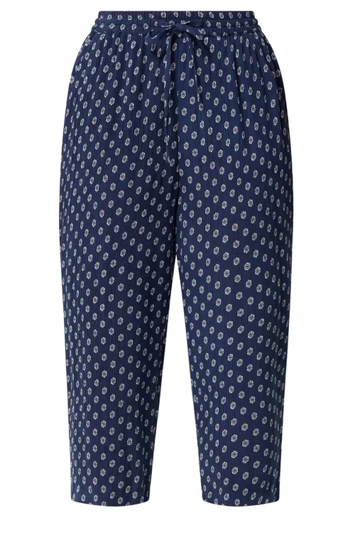 M&Co Navy Blue Dobby Cropped Trousers - 16/L31 Image 5