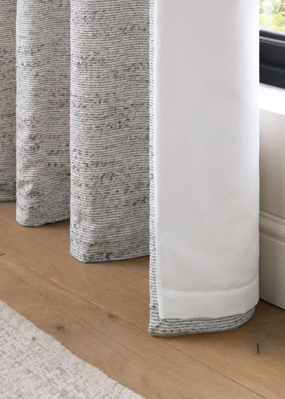 Catherine Lansfield Chunky Boucle Lined Eyelet Curtains Cream - 90W X 90D (229x229cm) Image 4