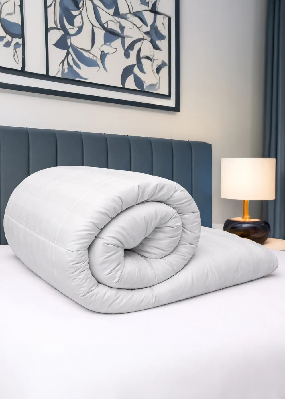 Bianca Fine Linens Premium 100% Cotton Stripe 4.5 tog Duvet White - King Image 1