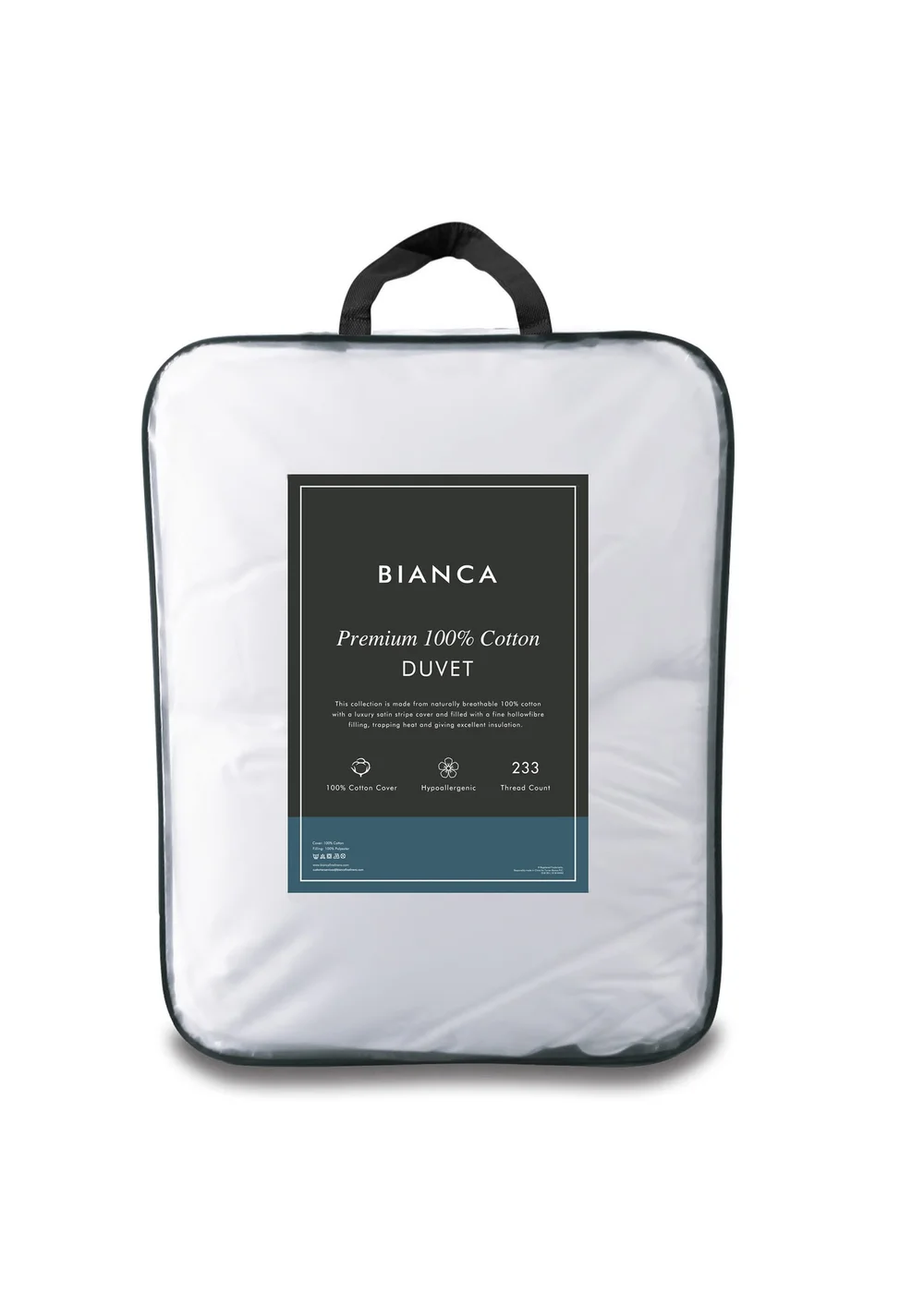 Bianca Fine Linens Premium 100% Cotton Stripe 4.5 tog Duvet White - King Image 3