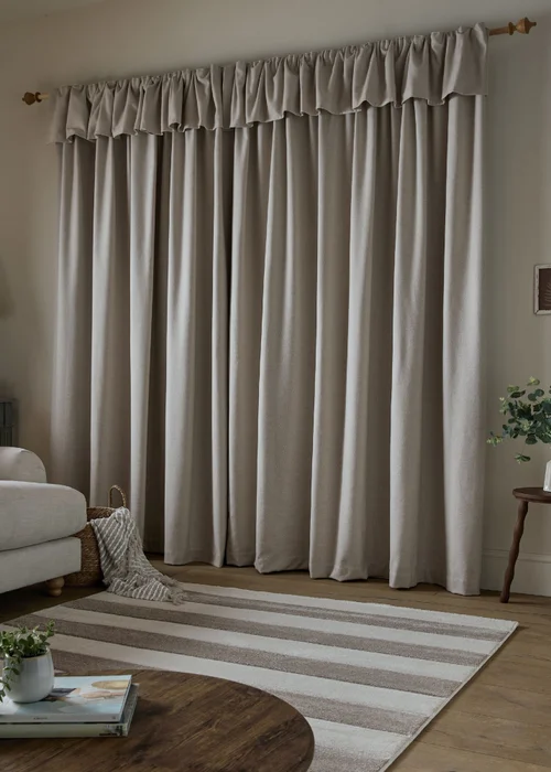 Catherine Lansfield Brushed Texture Ruffle Top Lined Pencil Pleat Curtains Natural - 66W X 90D (168x228cm) Image 2
