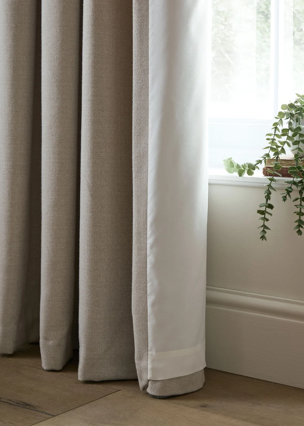 Catherine Lansfield Brushed Texture Ruffle Top Lined Pencil Pleat Curtains Natural - 66W X 90D (168x228cm) Image 4