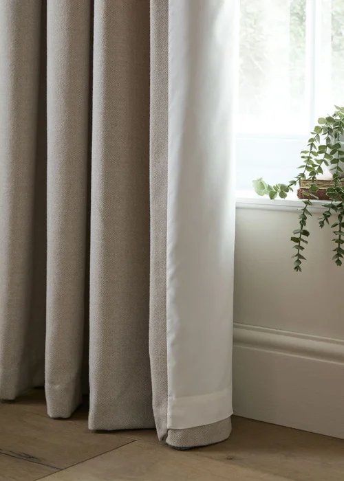 Catherine Lansfield Brushed Texture Ruffle Top Lined Pencil Pleat Curtains Natural - 66W X 90D (168x228cm) Image 4