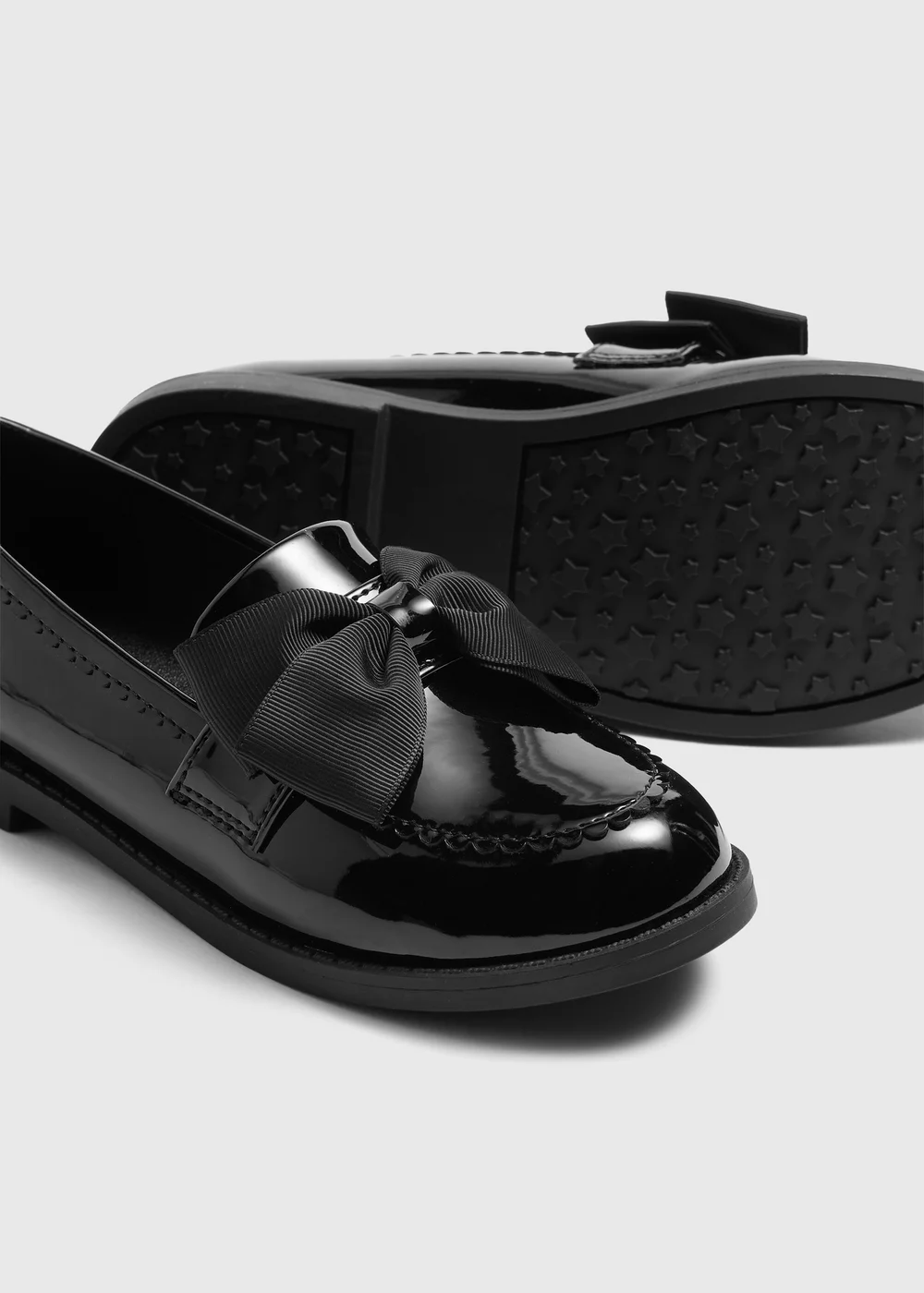 Girls Black Patent Bow Loafer School Shoes (Younger 10-Older 5) - 10 Infants Image 2