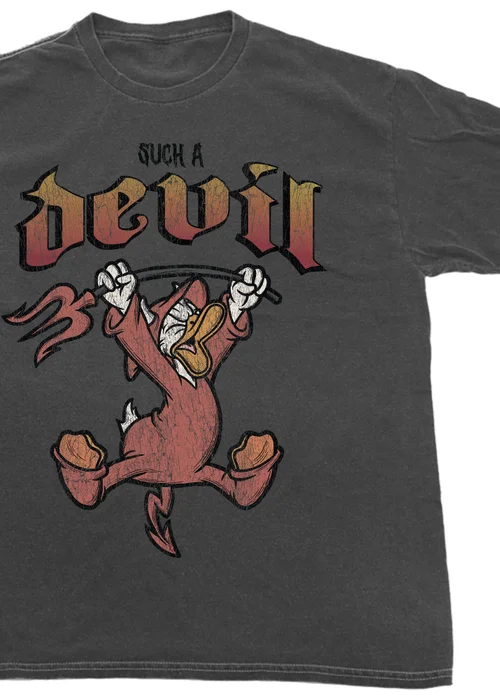 Spiral Galaxy Disney Donald Duck Such A Devil Halloween Charcoal Graphic Washed T-Shirt - XL Image 2