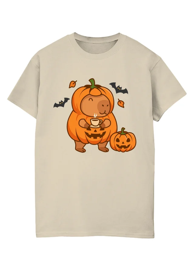 Spiral Galaxy Capybara Halloween Sand Graphic Boyfriend Fit T-Shirt
