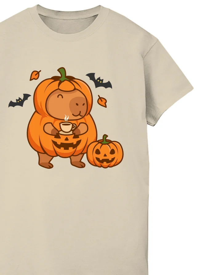 Spiral Galaxy Capybara Halloween Sand Graphic Boyfriend Fit T-Shirt