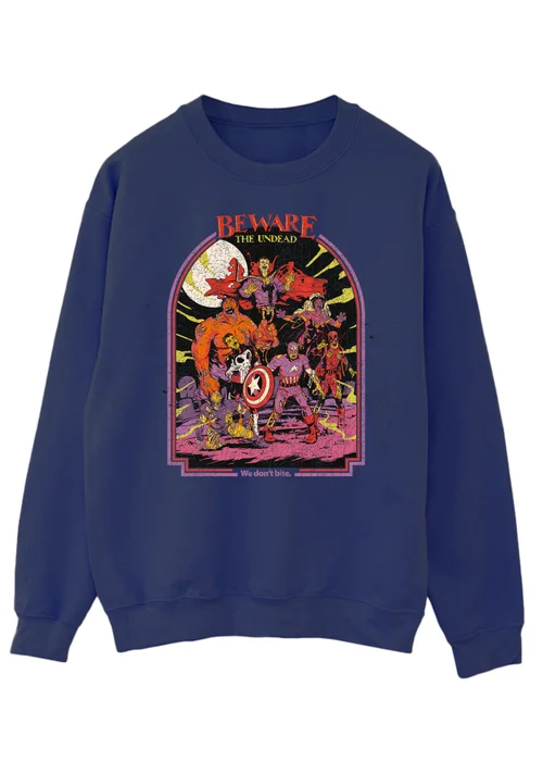 Spiral Galaxy Marvel Beware Wolf Halloween Navy Graphic Sweatshirt - S Image 1