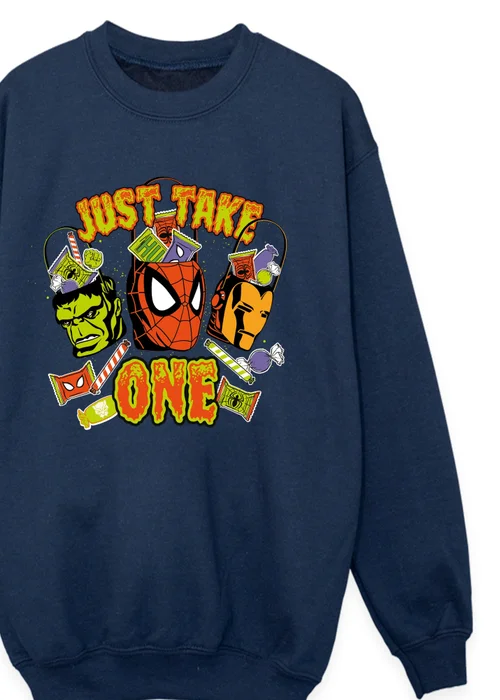 Ada & Ted Marvel Spider-Man Just Take One Halloween Boys Navy Blue Graphic Sweatshirt (3-13 Years) - 9-11 Yrs Image 2