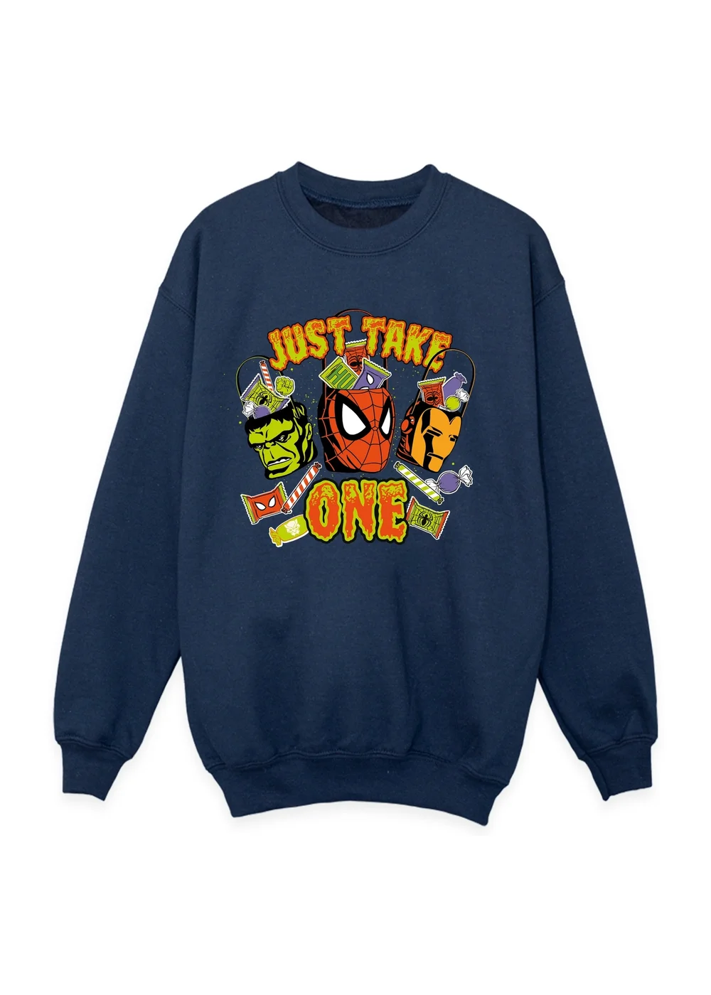 Ada & Ted Marvel Spider-Man Just Take One Halloween Boys Navy Blue Graphic Sweatshirt (3-13 Years) - 9-11 Yrs Image 1