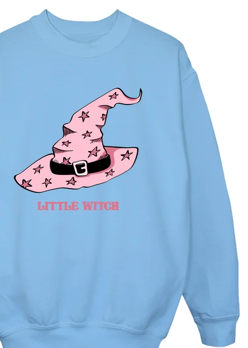 Ada & Ted Halloween Little Witch Girls Baby Blue Graphic Sweatshirt (3-13 Years) - 3-4 Yrs Image 2