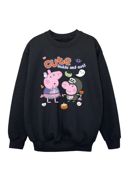 Ada & Ted Peppa Pig Cute Halloween Girls Black Graphic Sweatshirt (3-13 Years) - 12-13 yrs Image 1