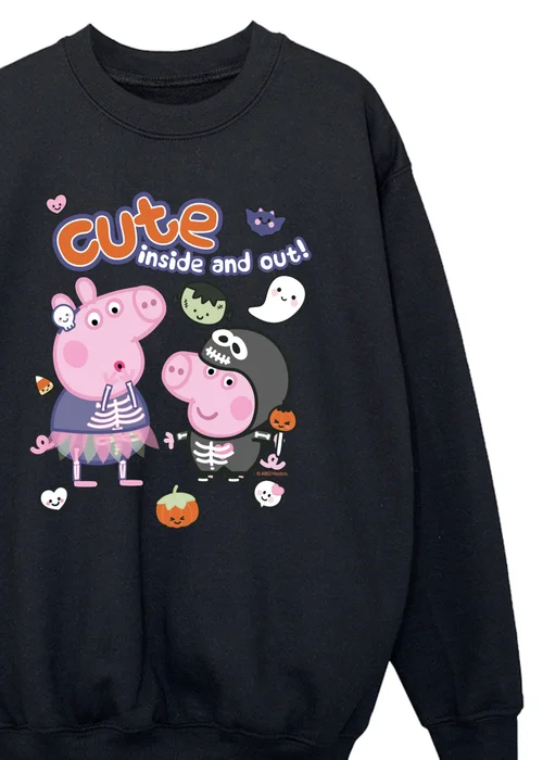 Ada & Ted Peppa Pig Cute Halloween Girls Black Graphic Sweatshirt (3-13 Years) - 12-13 yrs Image 2