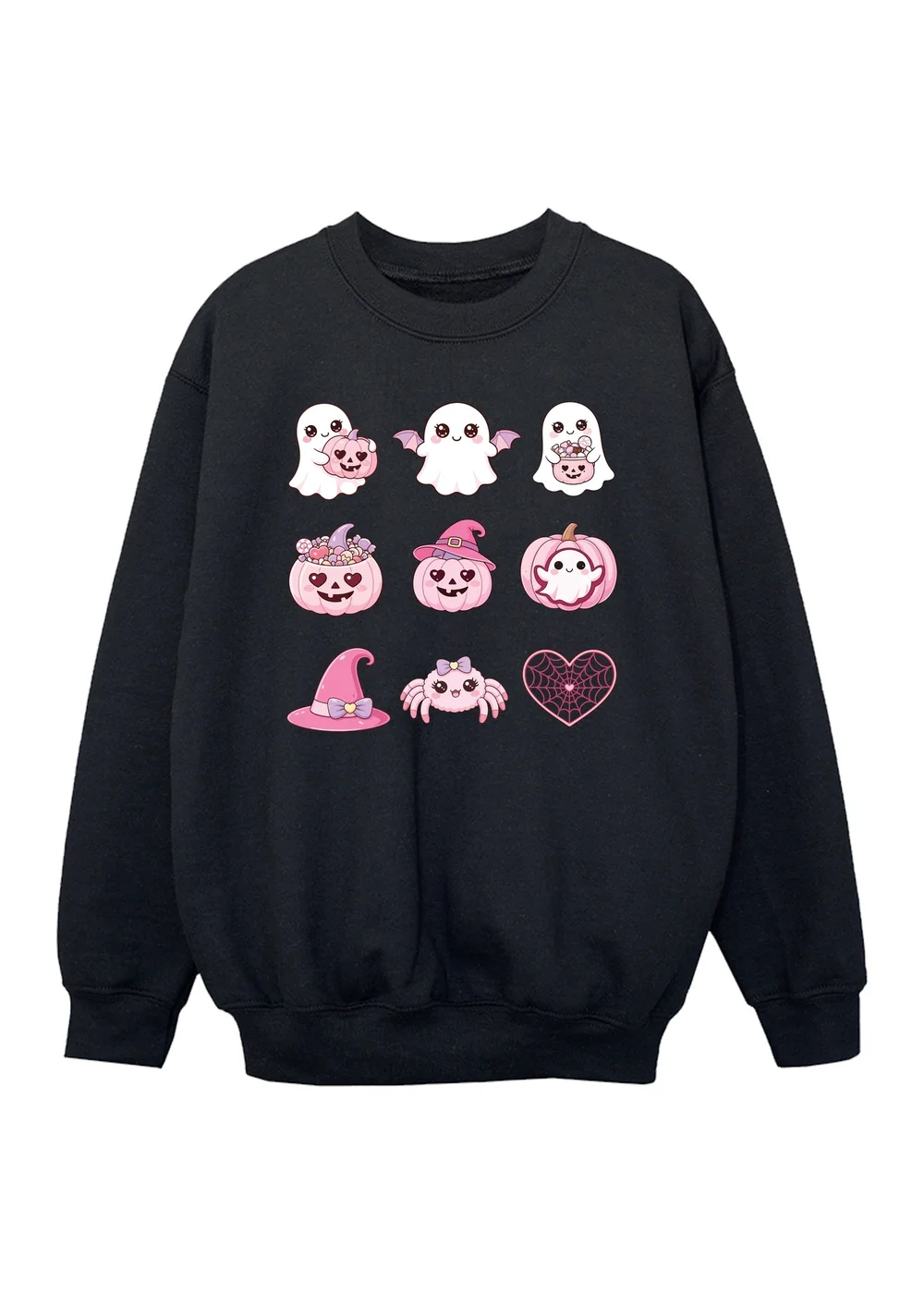 Ada & Ted Halloween Ghostly Bunch Girls Black Graphic Sweatshirt (3-13 Years) - 7-8 Yrs Image 1