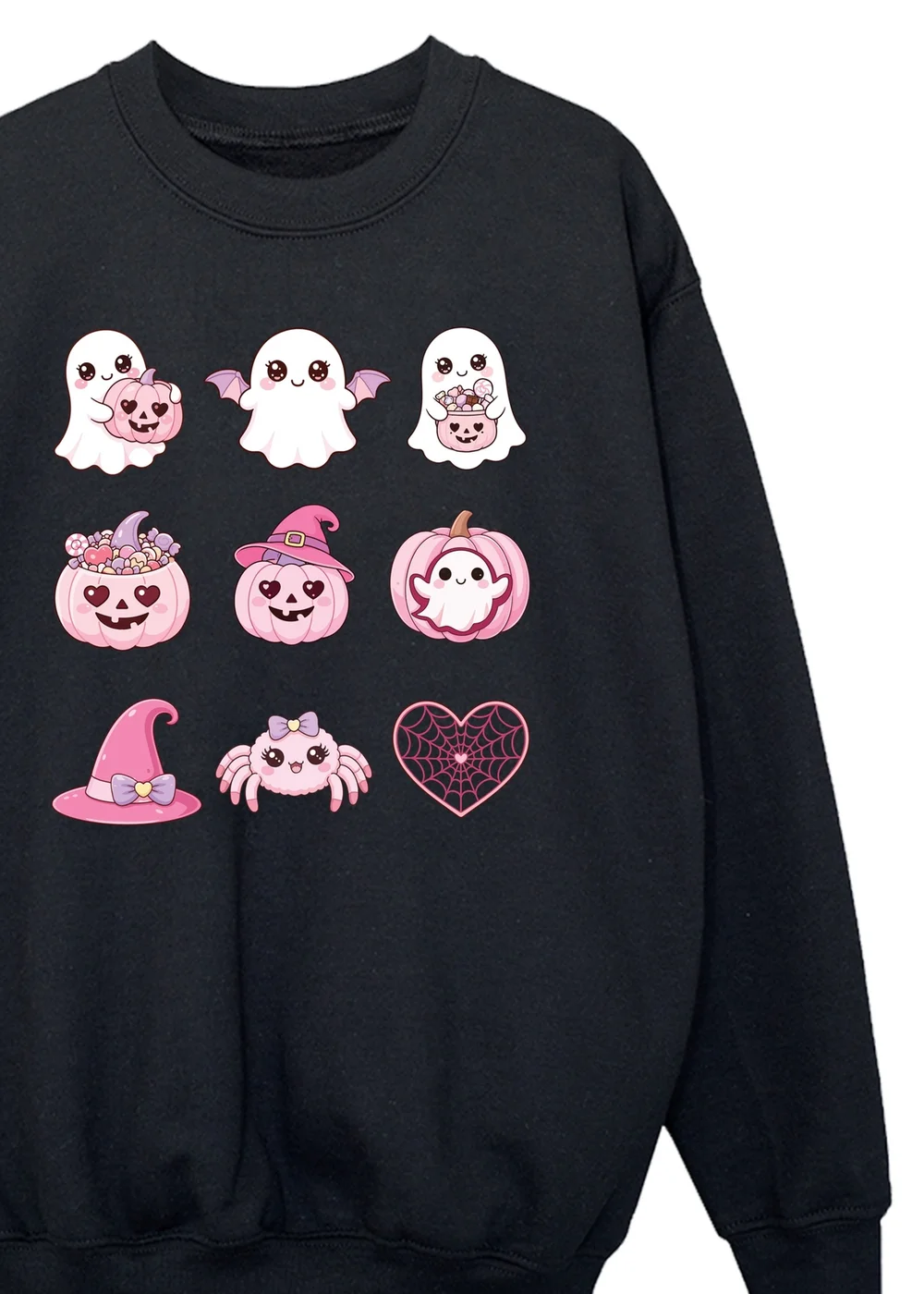 Ada & Ted Halloween Ghostly Bunch Girls Black Graphic Sweatshirt (3-13 Years) - 7-8 Yrs Image 2