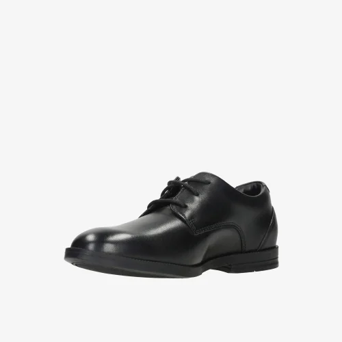 Clarks School Rufus Edge Youth Black Leather Wide - 4.5 Image 4