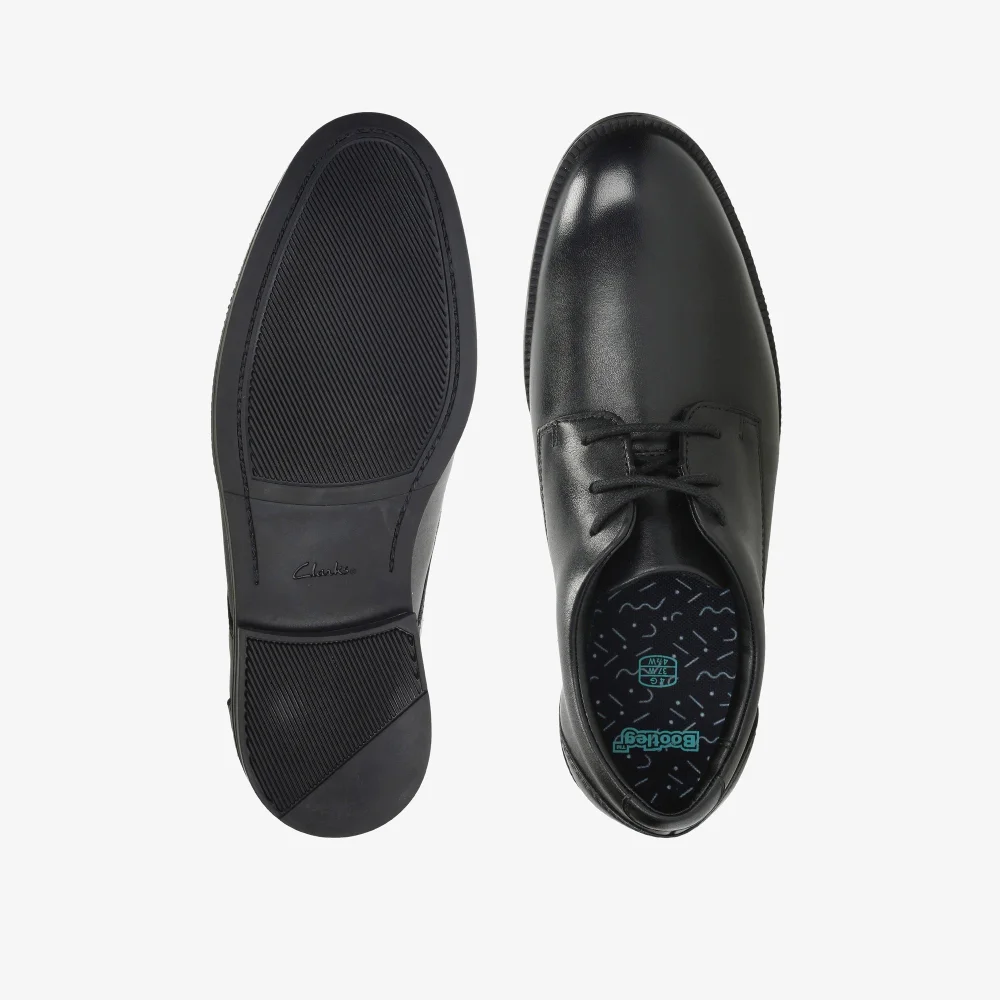 Clarks School Rufus Edge Youth Black Leather Wide - 4.5 Image 6