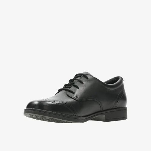 Clarks School Sami Walk Youth Black Leather Wide - 4 Image 4