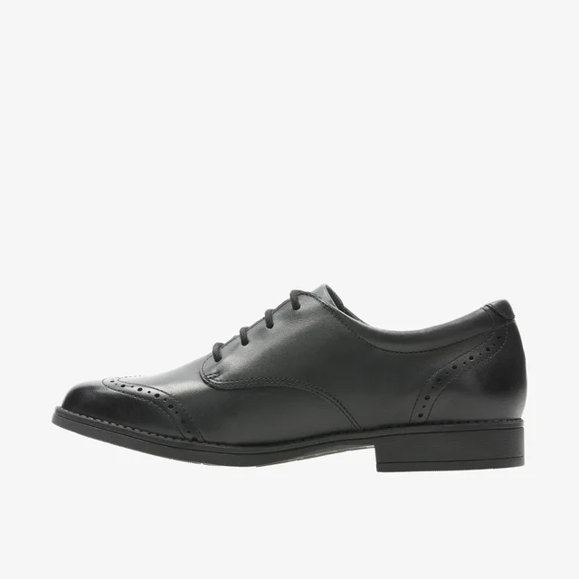 Clarks School Girls Black Sami Walk Youth Leather Wide