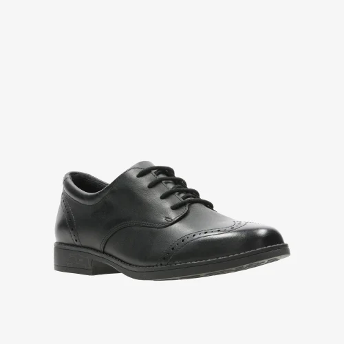 Clarks School Sami Walk Youth Black Leather Wide - 4 Image 3