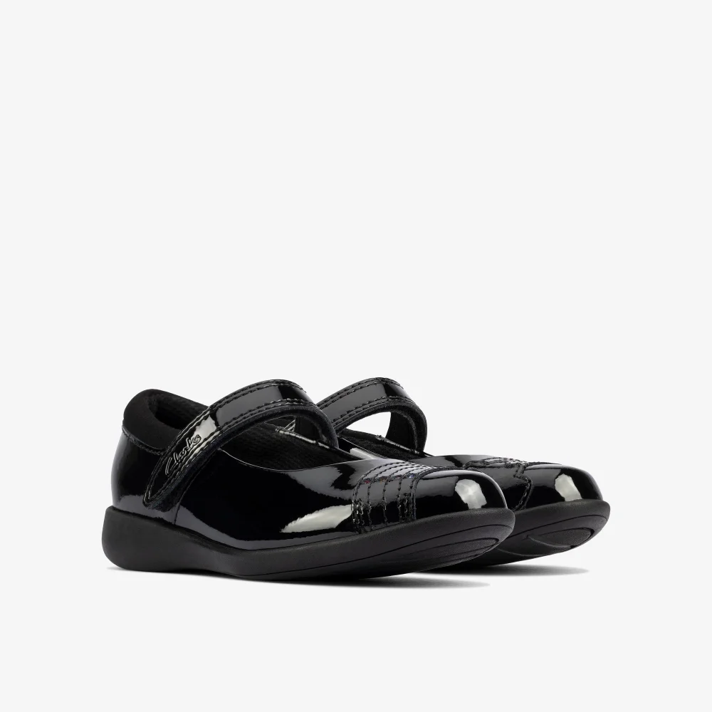 Clarks School Etch Beam Toddler Black Patent Standard - 7.5 Infants Image 4