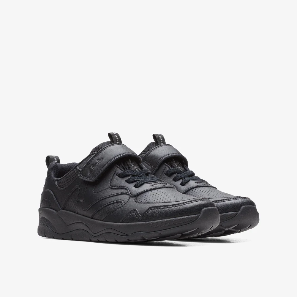 Clarks School Boys Black Clowder Sprint Older Leather Extra Wide - 2 Image 4