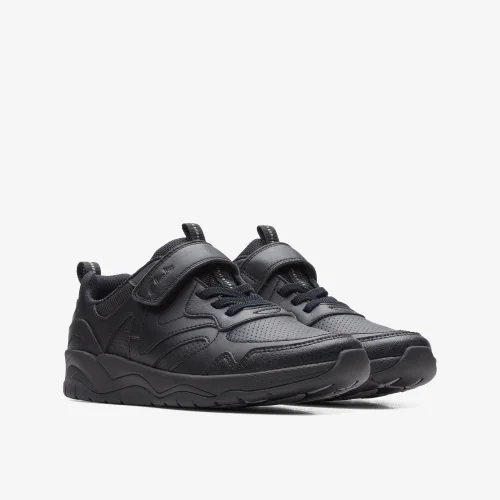 Clarks School Boys Black Clowder Sprint Older Leather Extra Wide - 2 Image 4