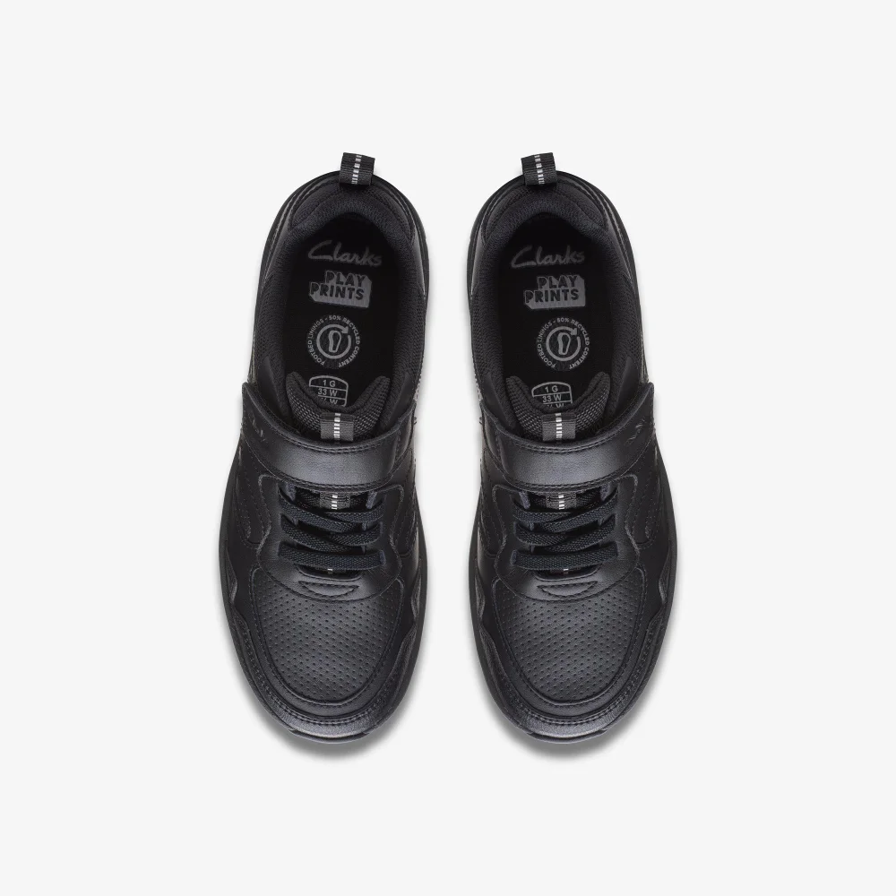 Clarks School Boys Black Clowder Sprint Older Leather Extra Wide - 2 Image 6