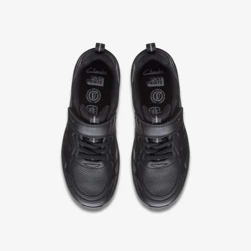 Clarks School Boys Black Clowder Sprint Older Leather Extra Wide - 2 Image 6