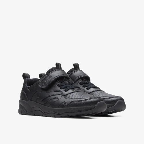 Clarks School Clowder Sprint Kid Black Leather Standard - 7 Infants Image 4