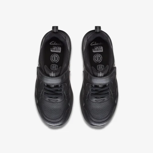 Clarks School Clowder Sprint Kid Black Leather Standard - 7 Infants Image 6