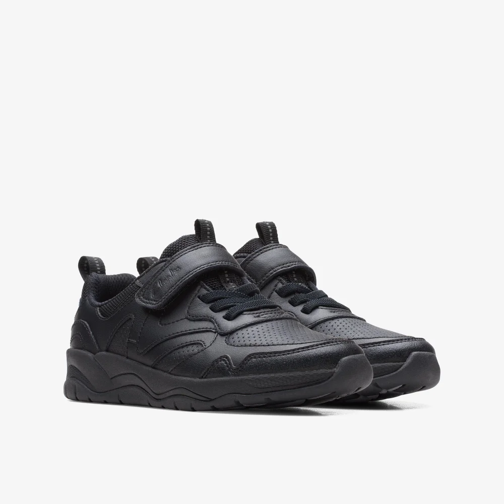 Clarks School Clowder Sprint Kid Black Leather Wide - 7.5 Infants Image 4