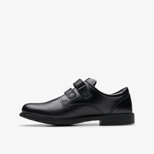 Clarks School Boys Black Scala Pace Older Leather Wide - 1 Image 2