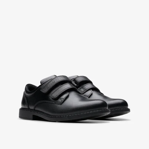Clarks School Boys Black Scala Pace Older Leather Wide - 1 Image 4