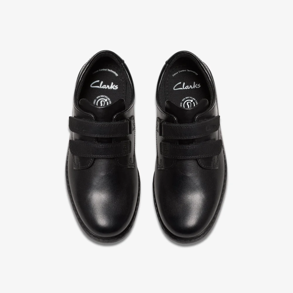Clarks School Boys Black Scala Pace Older Leather Wide - 1 Image 6