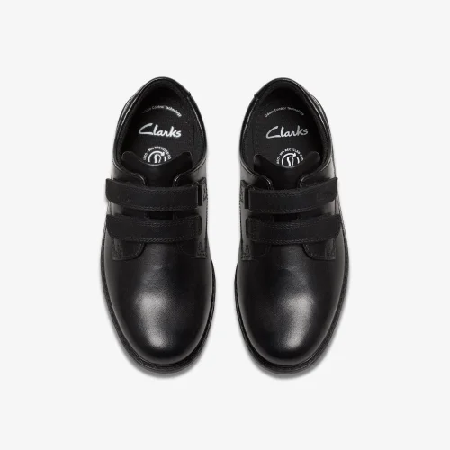 Clarks School Boys Black Scala Pace Older Leather Wide - 1 Image 6